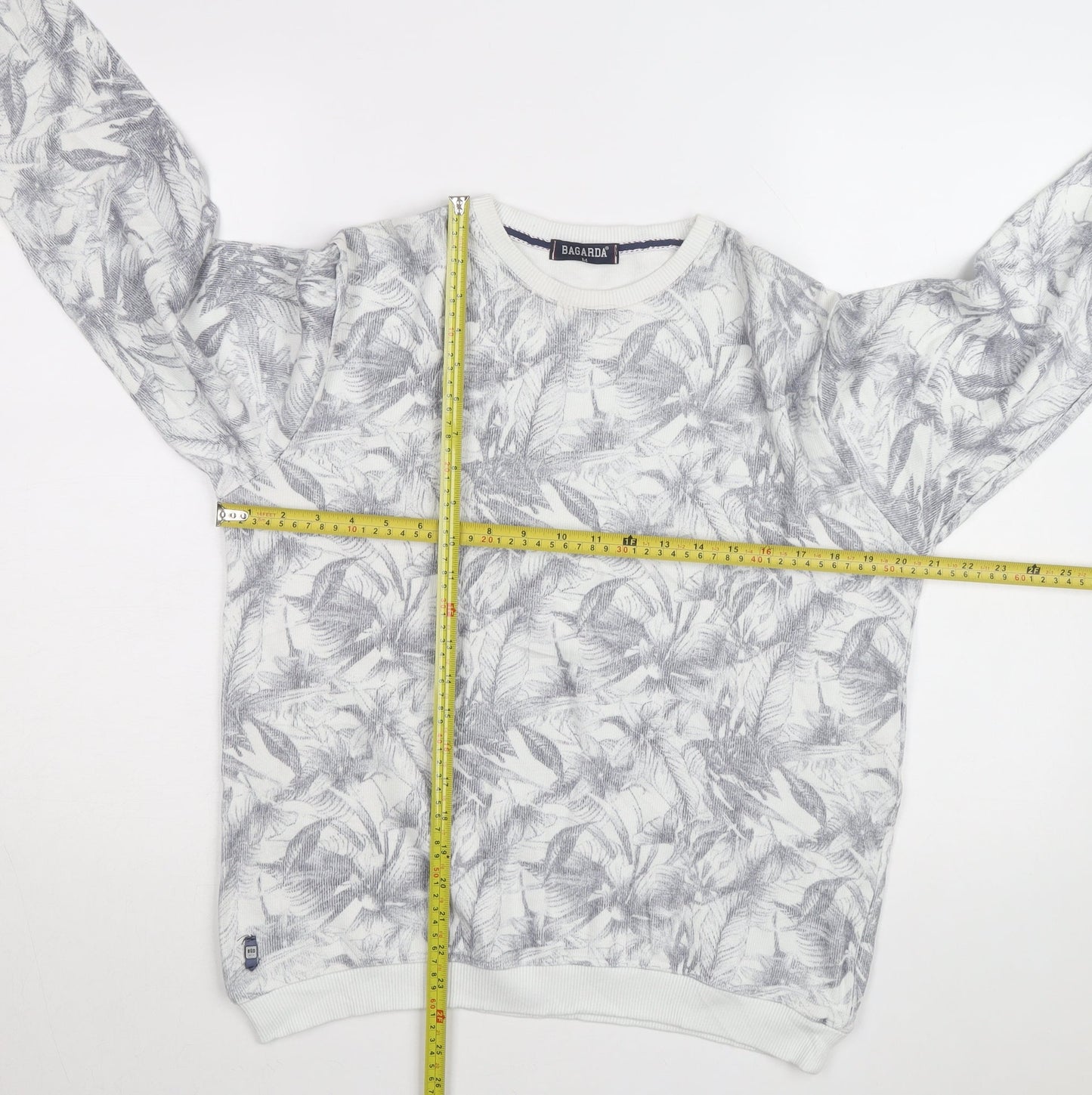 Bagarda Men's Grey Floral Crew Neck Sweatshirt Size M