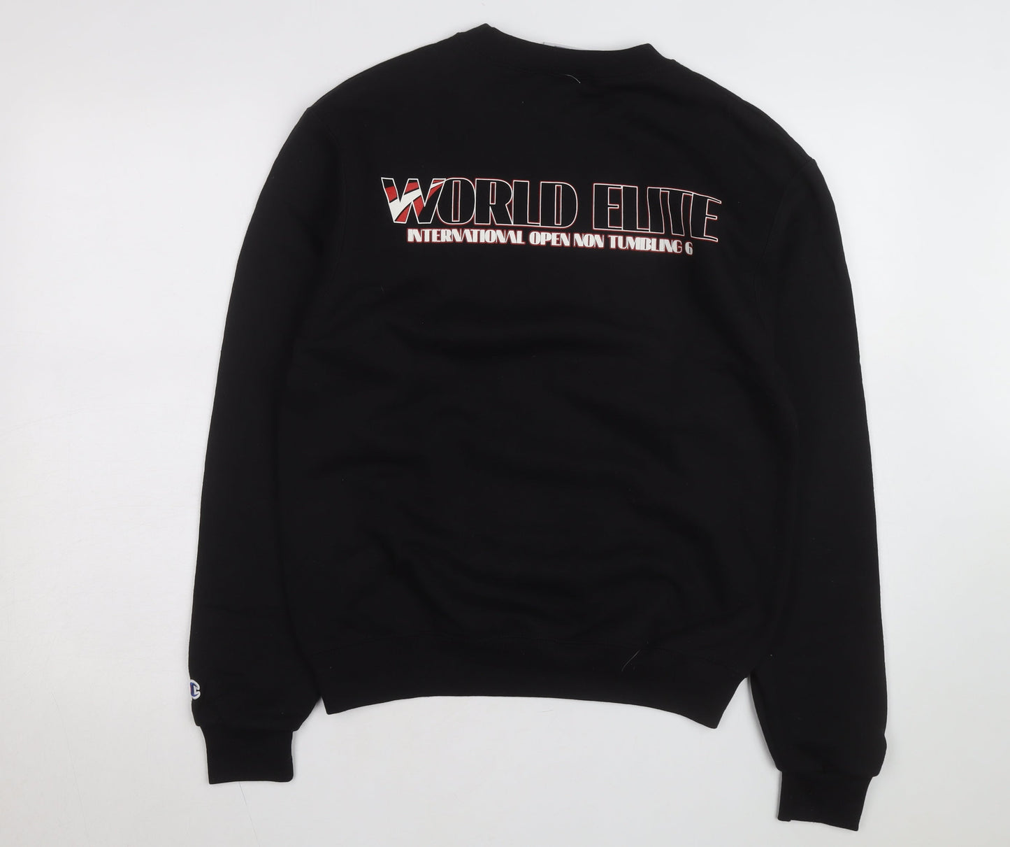 Champion Men's Black Pullover Sweatshirt L Crew Neck Graphic Print