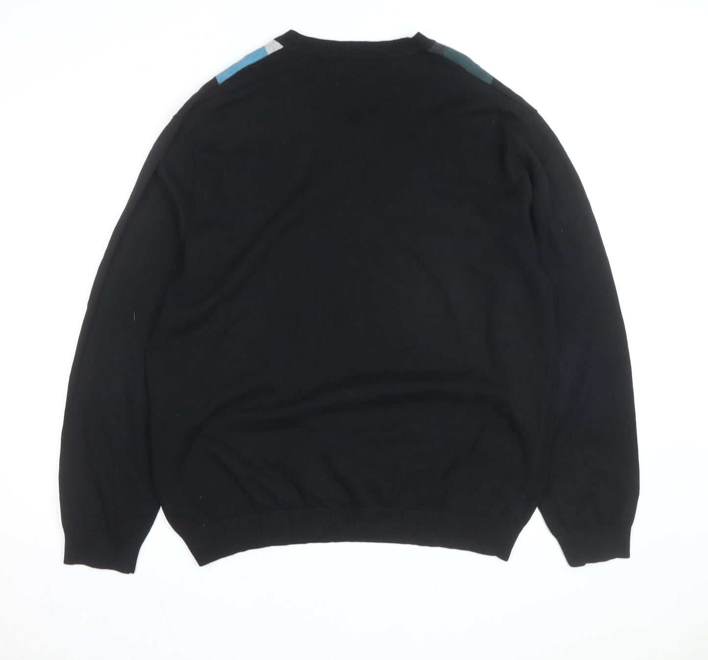 Claiborne Men's Black Argyle V-Neck Cotton Jumper XL
