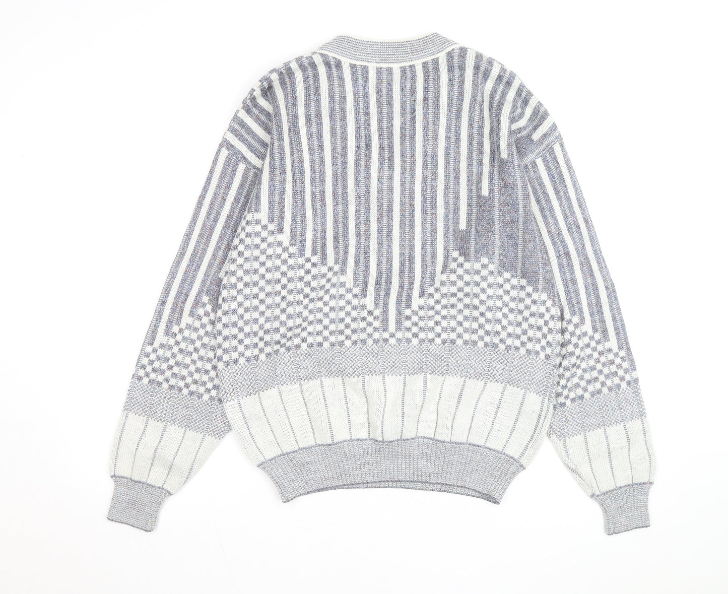 Arnold Palmer Men's Grey V-Neck Geometric Knit Jumper Size M