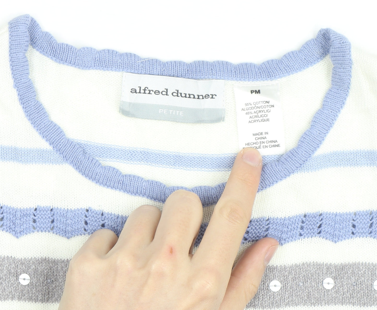 Alfred Dunner Women’s Multicoloured Petite M Striped Pullover Jumper