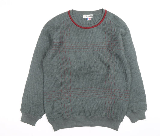 Emostar Men's Green Check Knit Pullover Jumper Size L