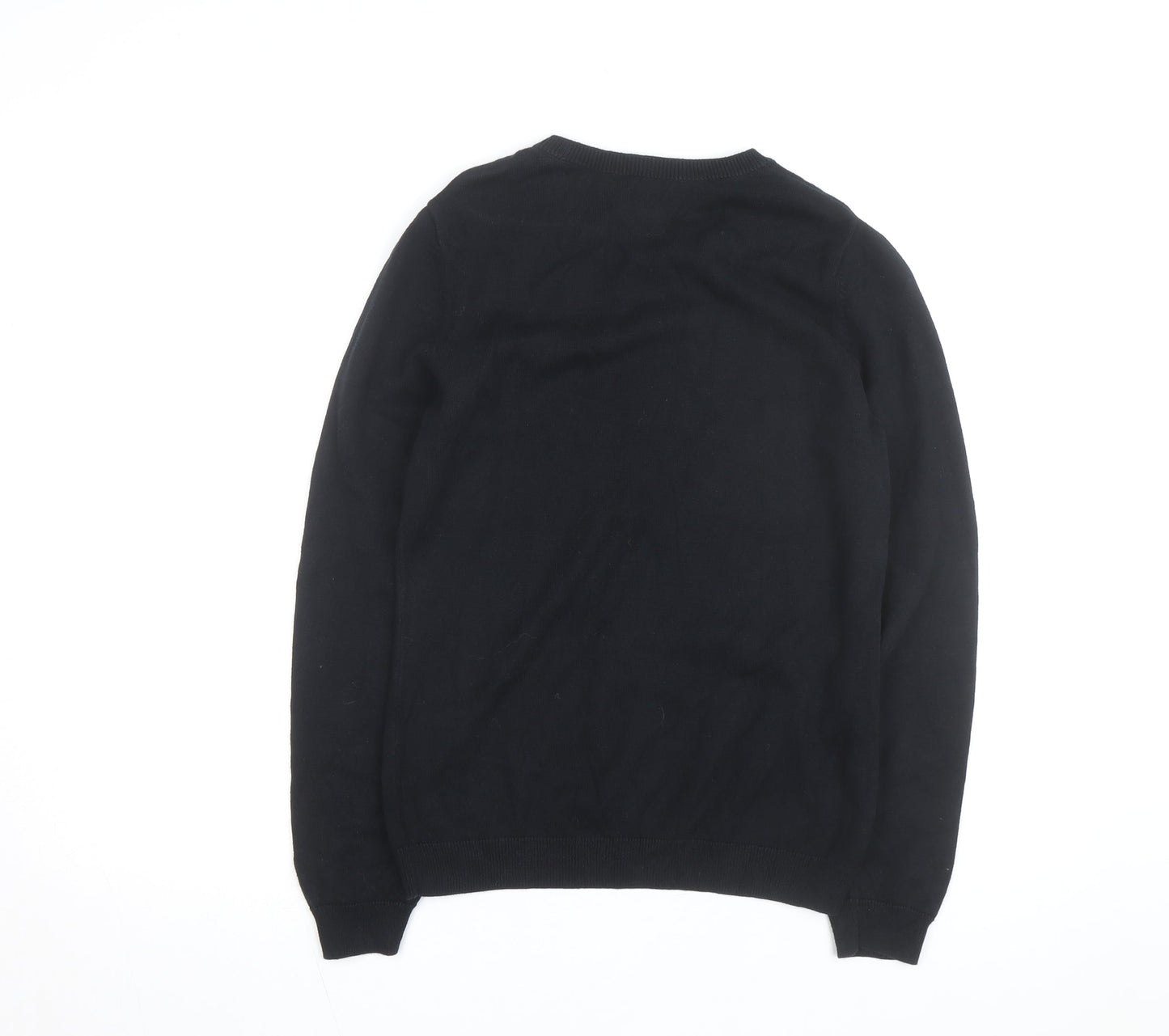 IZOD Womens Black Argyle Cotton Crew Neck Jumper Size S