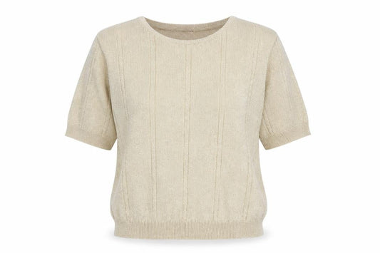 Braemar Petites Women’s Gold Short Sleeve Knit Top L