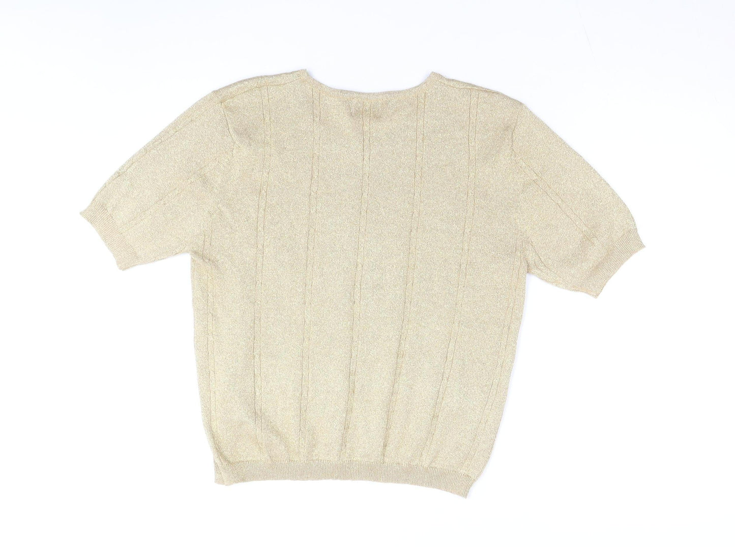 Braemar Petites Women’s Gold Short Sleeve Knit Top L