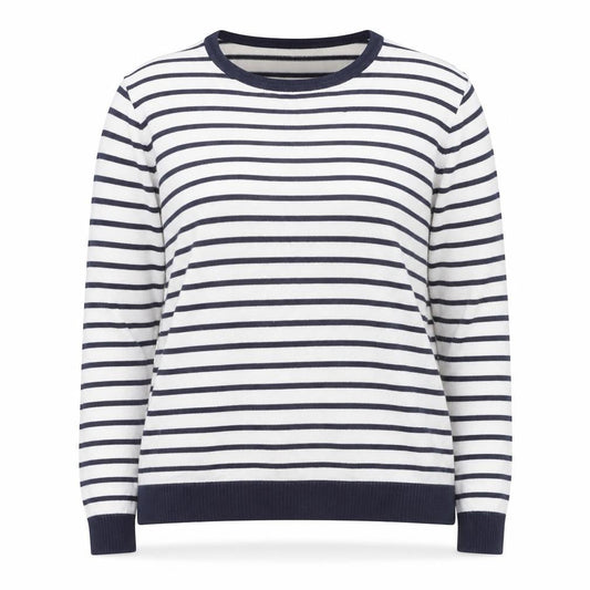 Front view of ASOS Women’s Multicoloured Striped Crew Neck jumper, size UK 14
