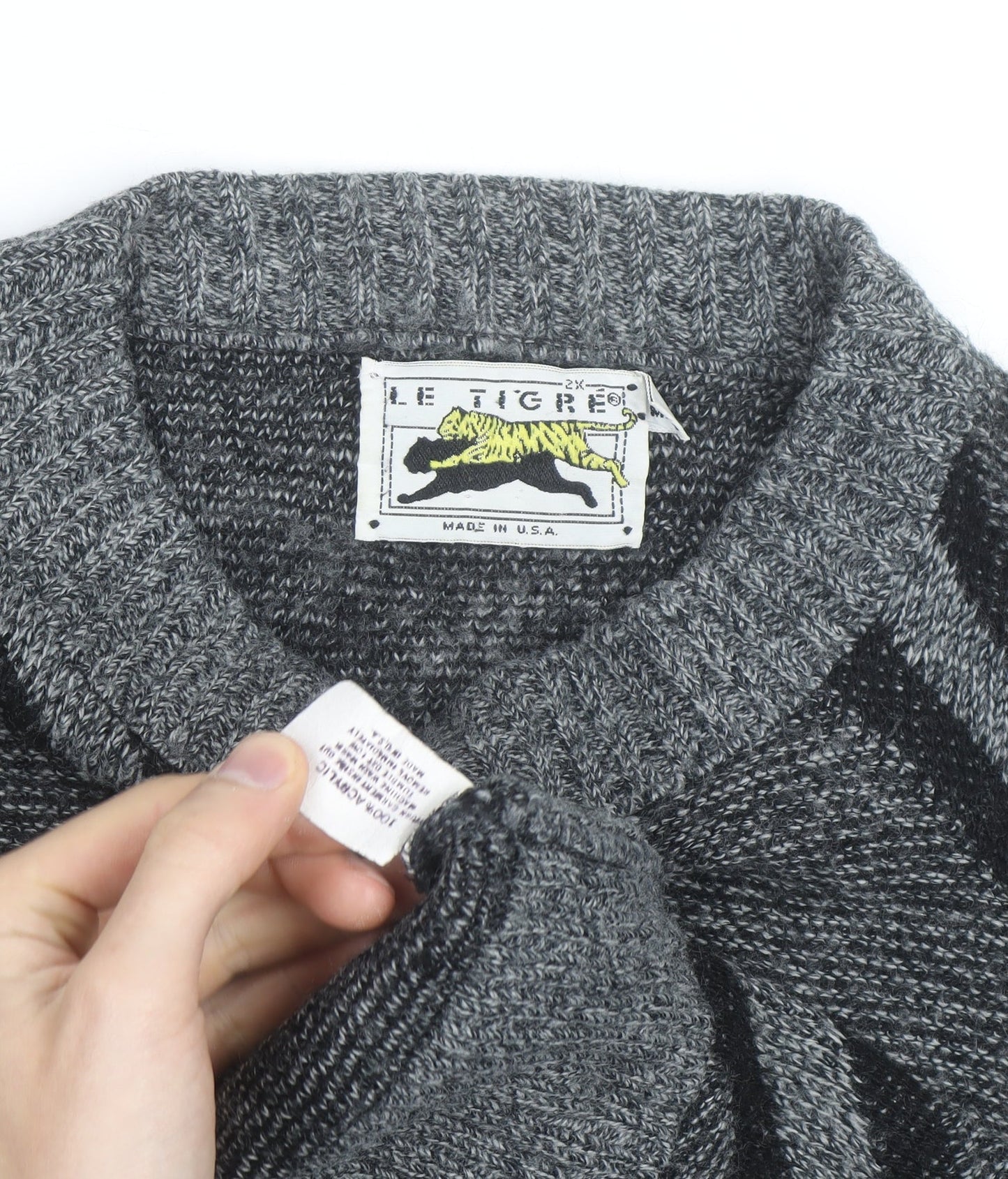 Le Tigre Men’s Grey Geometric 2XL Big Man Pullover Jumper