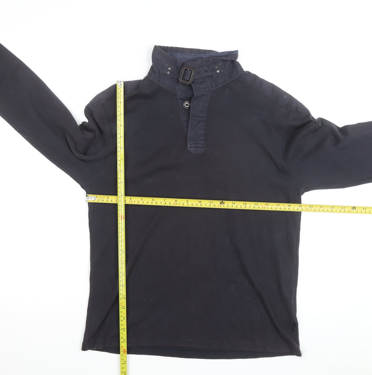 Ted Baker Men's Black Long Sleeve Buckle Collar Cotton Top M