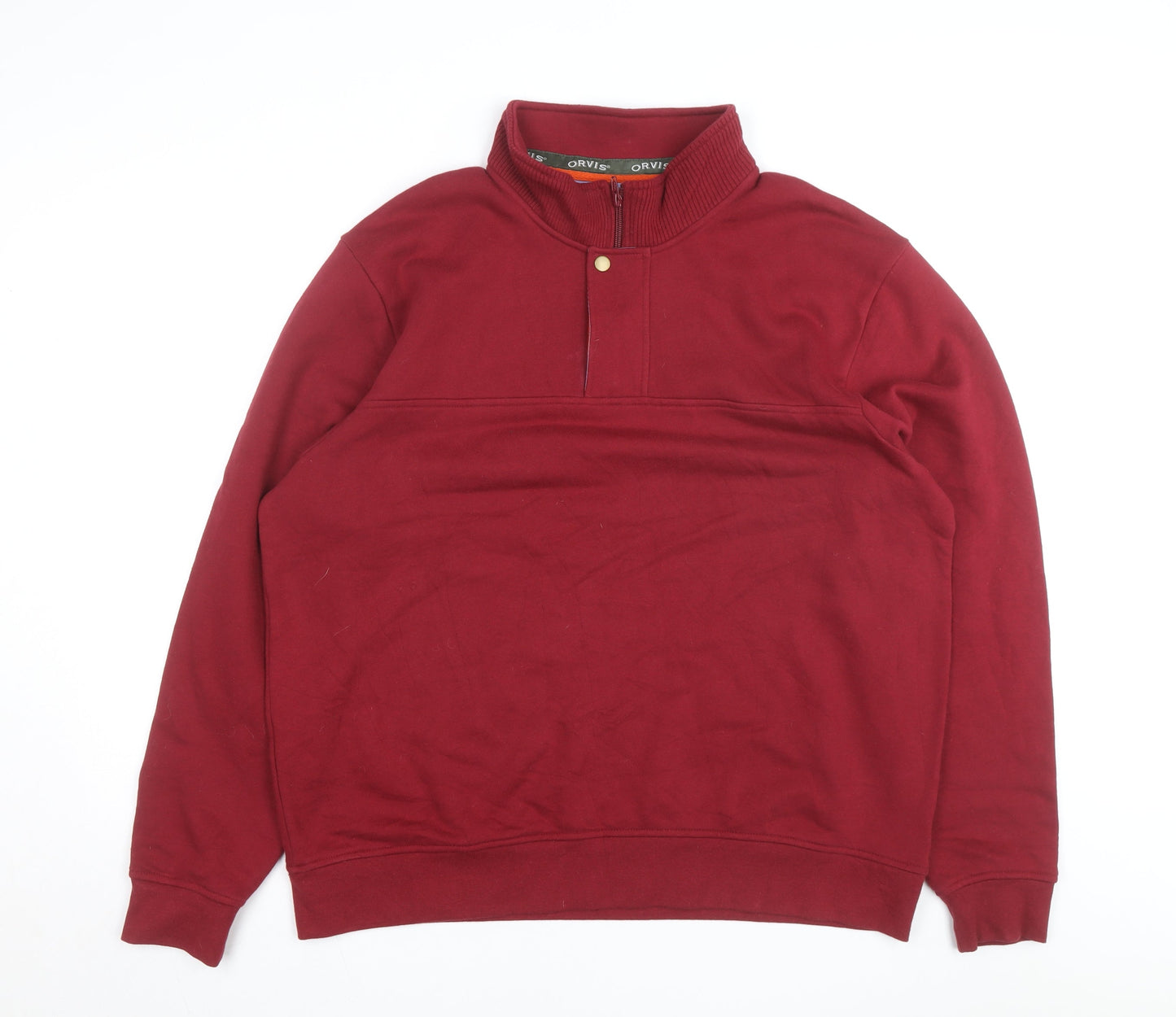 Orvis Men’s Red XL 1/4 Zip Mock Neck Cotton Fleece Sweatshirt