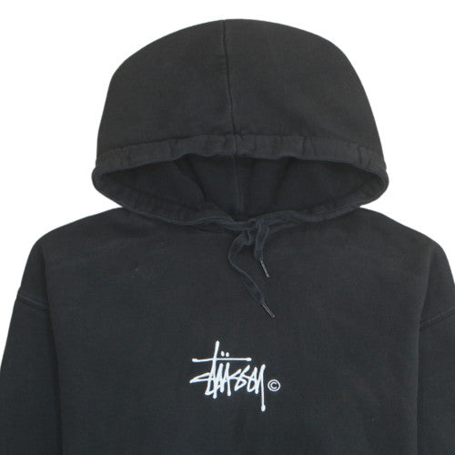Stussy Men's Black Pullover Logo Hoodie Size M Fleece