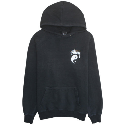 Stussy Men's Black Large Pullover Hoodie Yin Yang Logo Sweatshirt