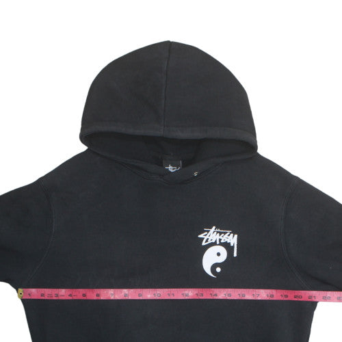 Stussy Men's Black Large Pullover Hoodie Yin Yang Logo Sweatshirt