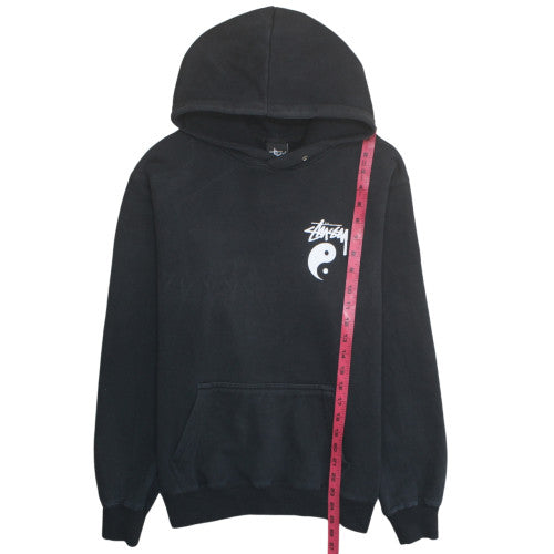 Stussy Men's Black Large Pullover Hoodie Yin Yang Logo Sweatshirt