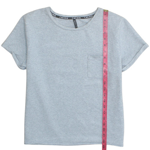 Cachia Women's Grey Crew Neck Short Sleeve Basic T-Shirt Size 12