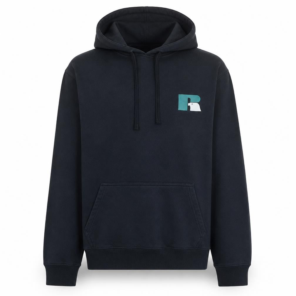 Russell Athletic Men's Black Pullover Hoodie L Fleece Sweatshirt