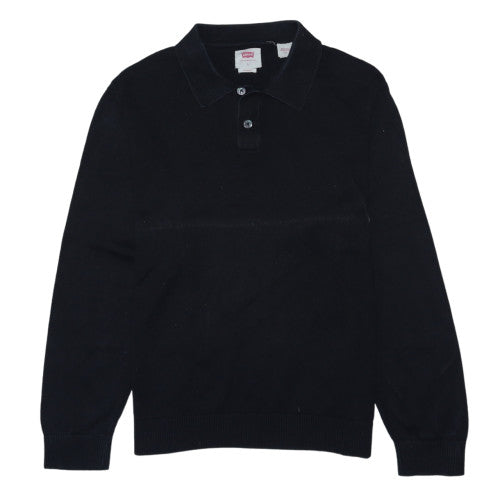 Levi's Men's Black Long Sleeve Cotton Polo Shirt Size L