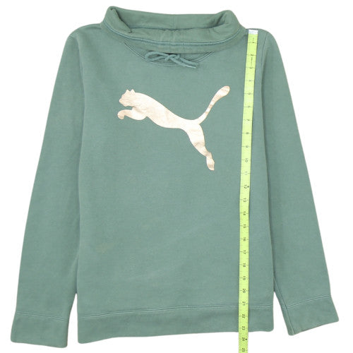 Puma Womens Green Pullover Sweatshirt Size 12 Long Sleeve Logo