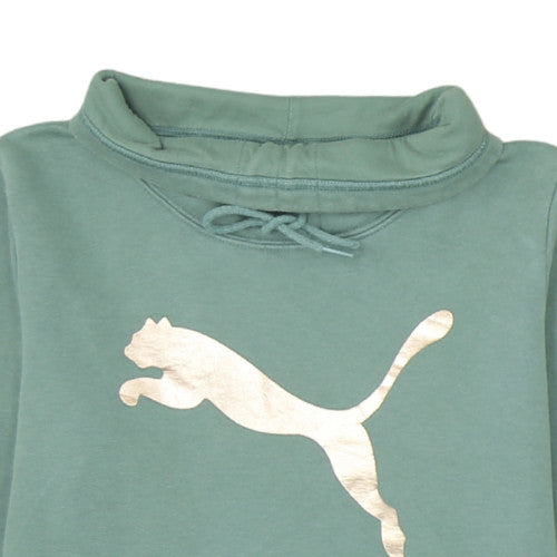 Puma Womens Green Pullover Sweatshirt Size 12 Long Sleeve Logo