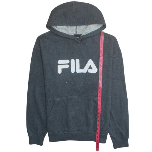 FILA Men's Grey Pullover Hoodie L Regular Fit Graphic Print