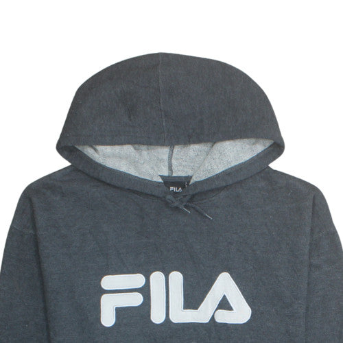 FILA Men's Grey Pullover Hoodie L Regular Fit Graphic Print