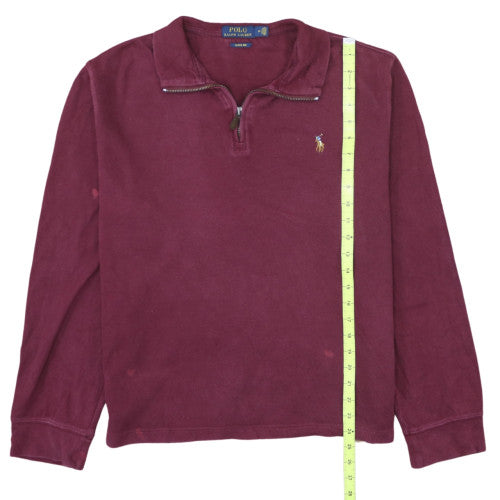 Ralph Lauren Men's Red Cotton 1/2 Zip Collared Top Size M