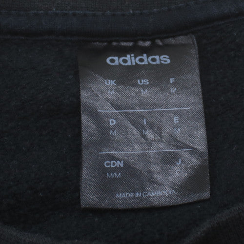 Adidas Mens Black M Crew Neck Pullover Sweatshirt Classic 3-Stripes