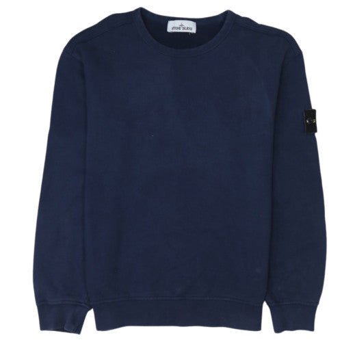 Stone Island Men's Blue Cotton Crew Neck Pullover Sweatshirt M