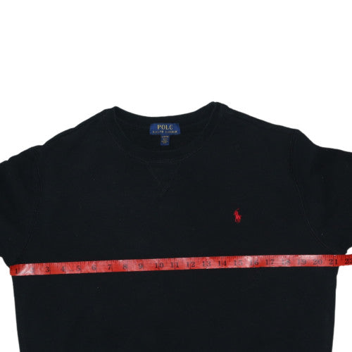 Ralph Lauren Womens Black L Sweatshirt Crew Neck Cotton Blend Logo