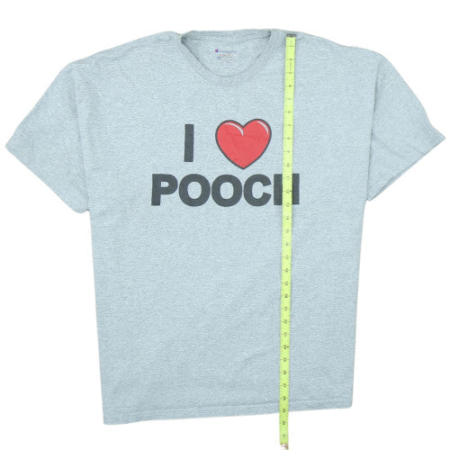 Champion Men's Grey 'I Love Pooch' Graphic T-Shirt Size 2XL