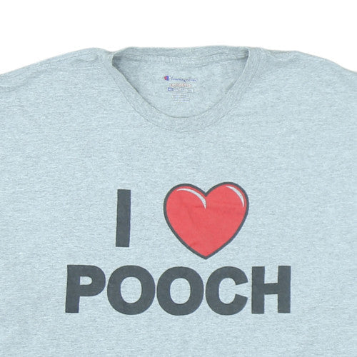 Champion Men's Grey 'I Love Pooch' Graphic T-Shirt Size 2XL