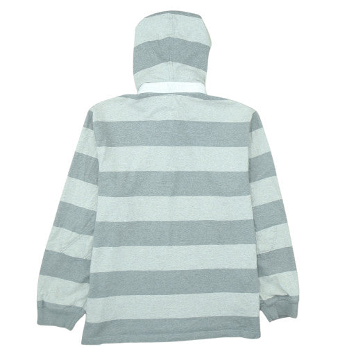 Ralph Lauren Men's Grey Striped Collared Pullover Hoodie XL