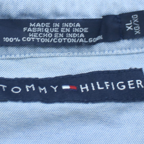 Tommy Hilfiger Men's Blue XL Striped Cotton Polo Shirt