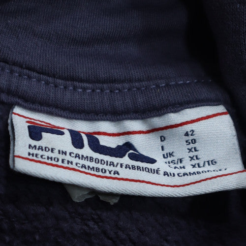 FILA Men's Blue XL Pullover Hoodie Cotton Blend Fleece Sweatshirt