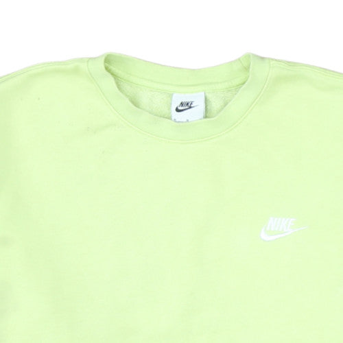Nike Men Green Crew Neck Pullover Sweatshirt M Fleece Regular Fit