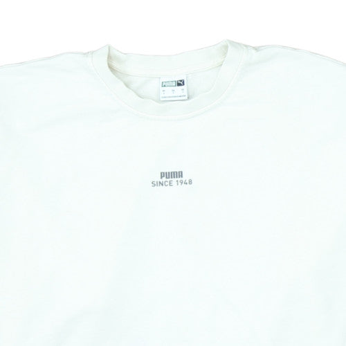 Puma Men's White Crew Neck Pullover Sweatshirt Size S Regular Fit