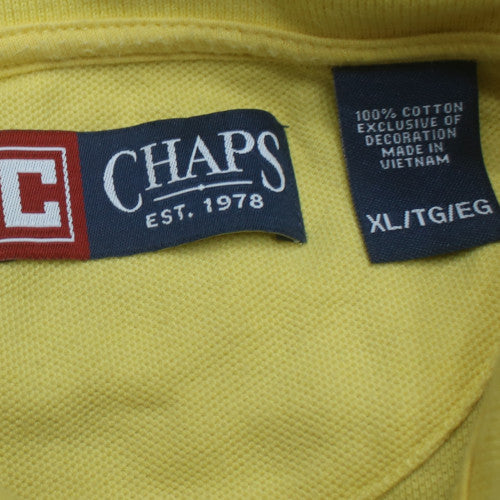 Chaps Men's Yellow Cotton Short Sleeve Polo Shirt XL