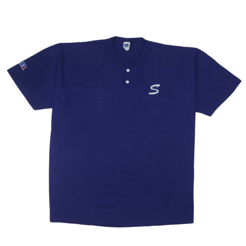 Russell Athletic Men's Blue Short Sleeve Henley T-Shirt XL