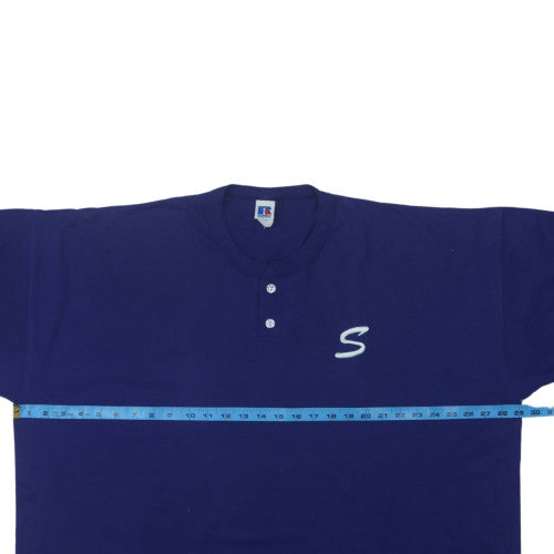 Russell Athletic Men's Blue Short Sleeve Henley T-Shirt XL