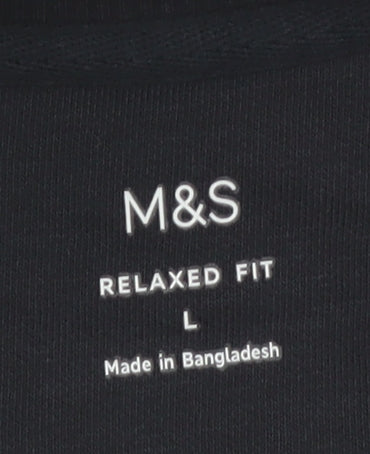 Marks and Spencer Men's Blue Relaxed Fit Cotton Sweatshirt Size L
