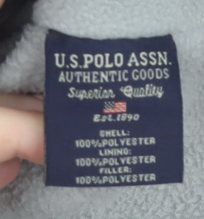 U.S. Polo Assn. Men's Black M Puffer Jacket Hooded Polyester Winter Coat
