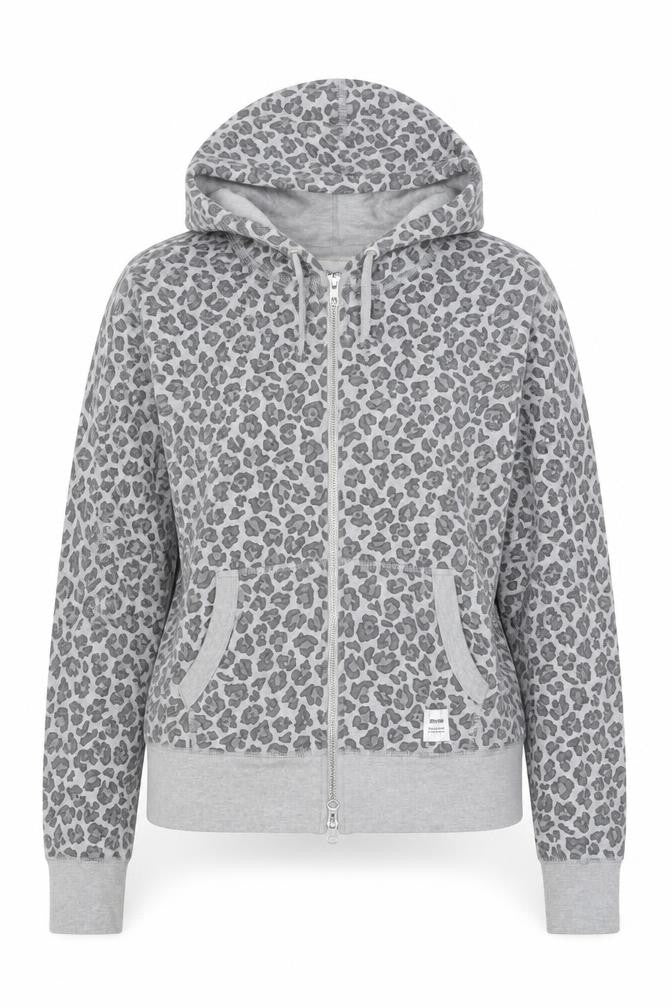Converse Womens Grey Leopard Print Full Zip Hoodie Size M
