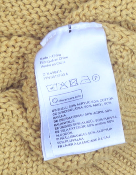 H&M Women Yellow Chunky Knit Crew Neck Pullover Jumper Size L