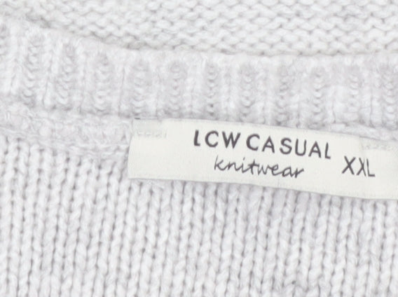 LCW Casual Women's Grey Cable Knit Crew Neck Jumper XXL