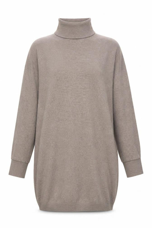 F&F Women Beige Roll Neck Long Sleeve Tunic Jumper M