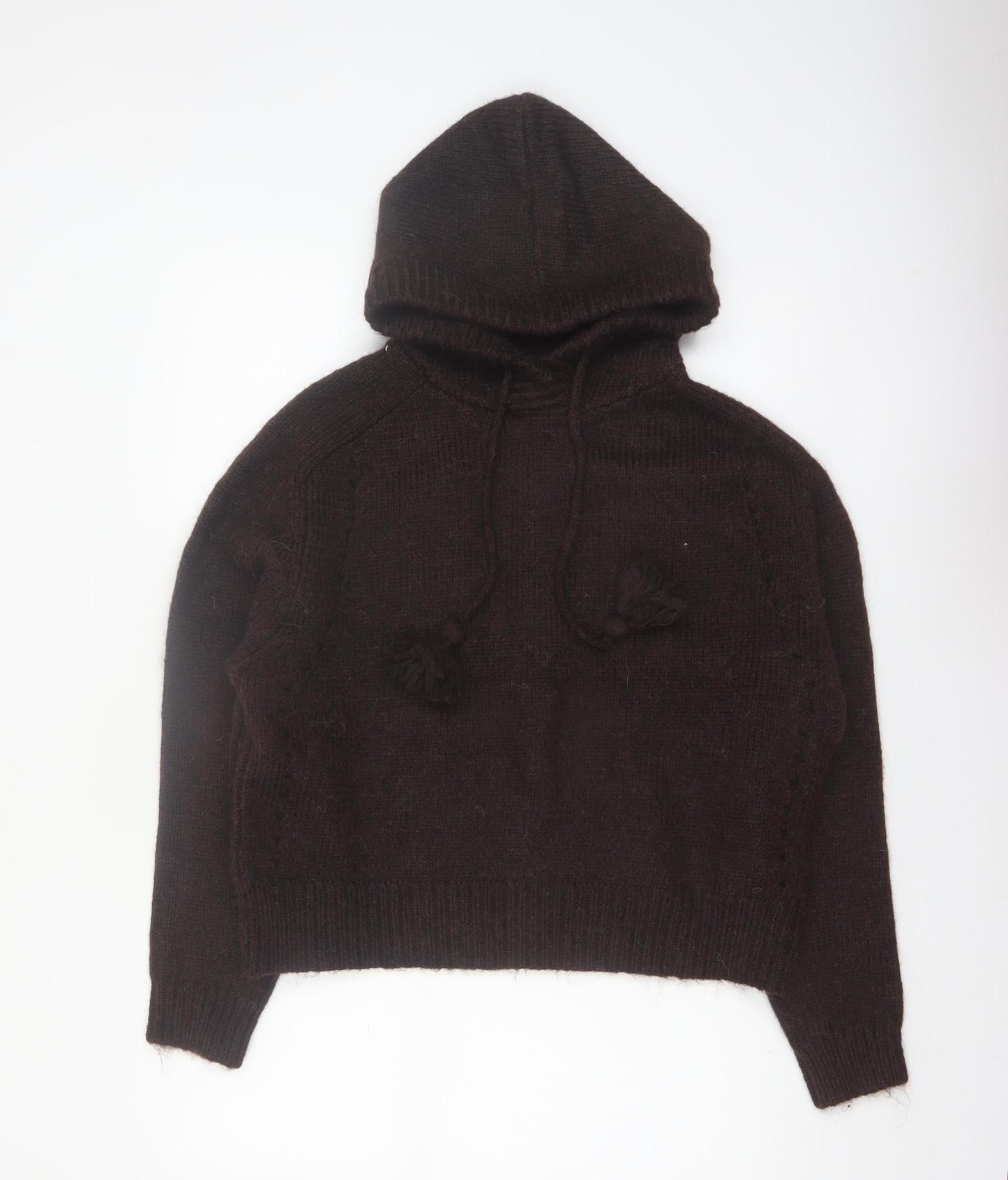 Marks and Spencer Per Una Brown Alpaca Blend Hooded Jumper Women M
