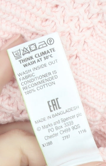 Marks and Spencer Women Pink XL Knit Cotton Crew Neck Jumper