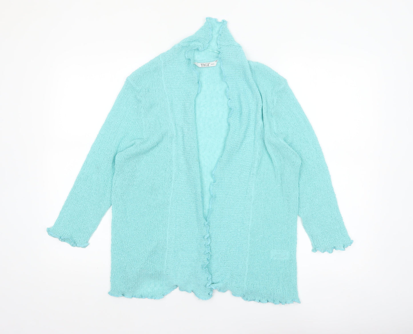 TIGI Women’s Blue Open Knit Long Sleeve Cardigan Size 14/16
