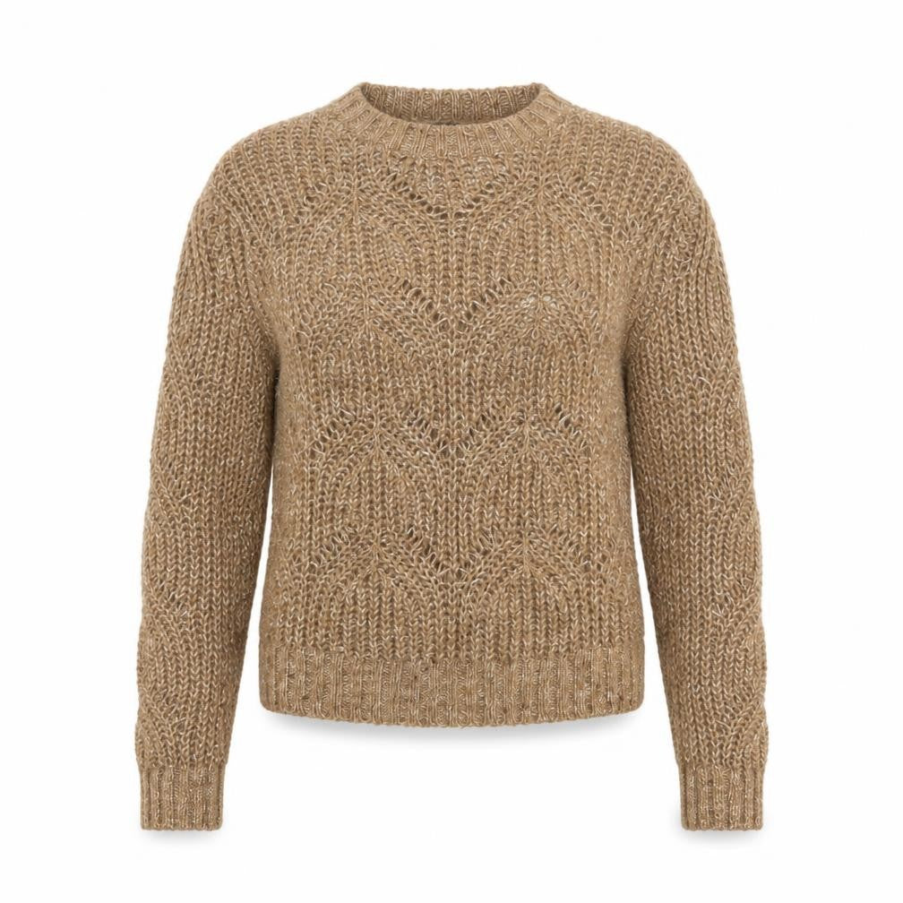LCW Casual Women Beige Chunky-Knit Pullover Jumper XS