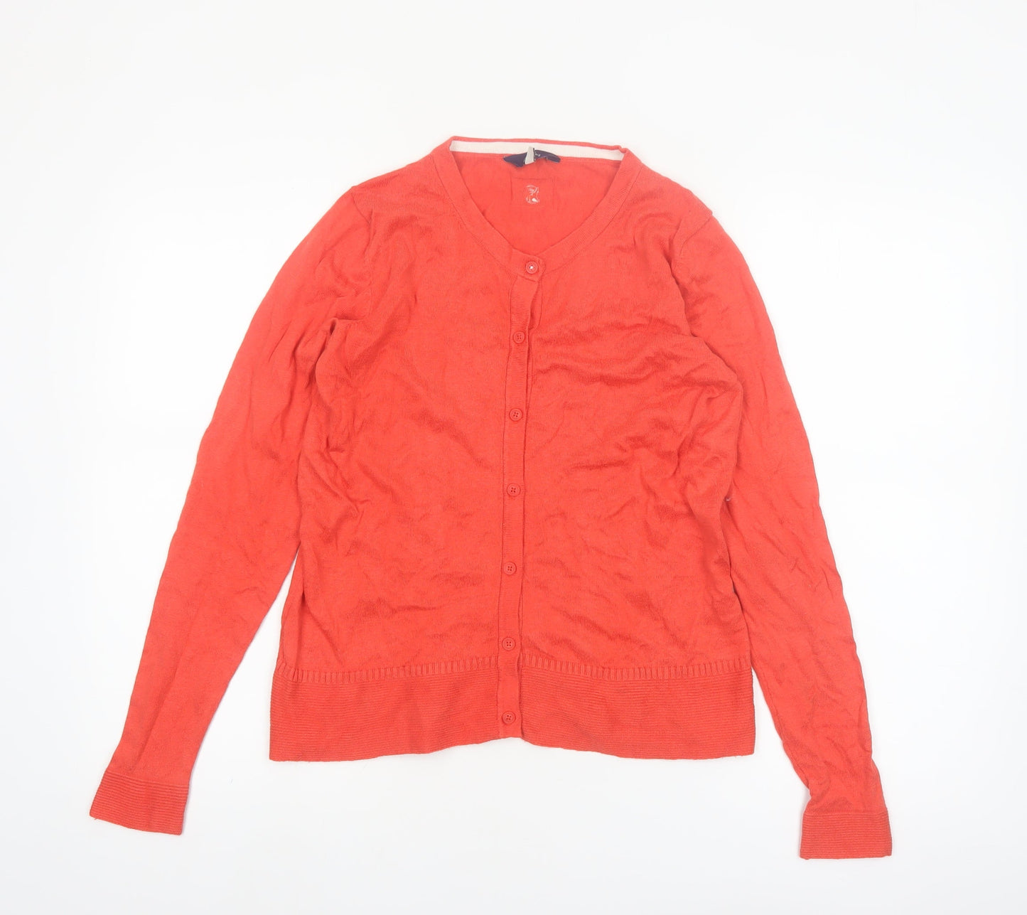 Joules Women Red Cotton Blend Cardigan UK 8 V-Neck Button Knit