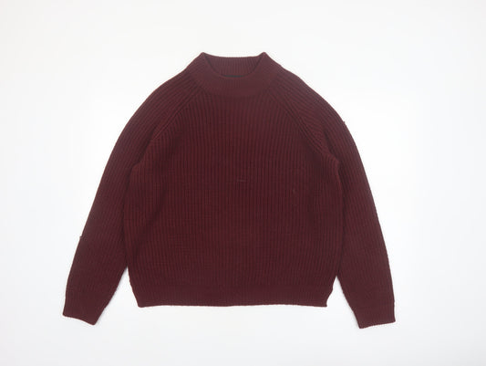 Vero Moda Womens Red Chunky Knit Mock Neck Jumper Size M